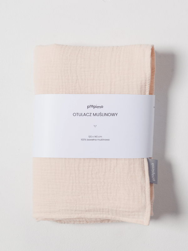 otulacz muślinowy 120x140 cm szałwia róż beż piapimo polska marka