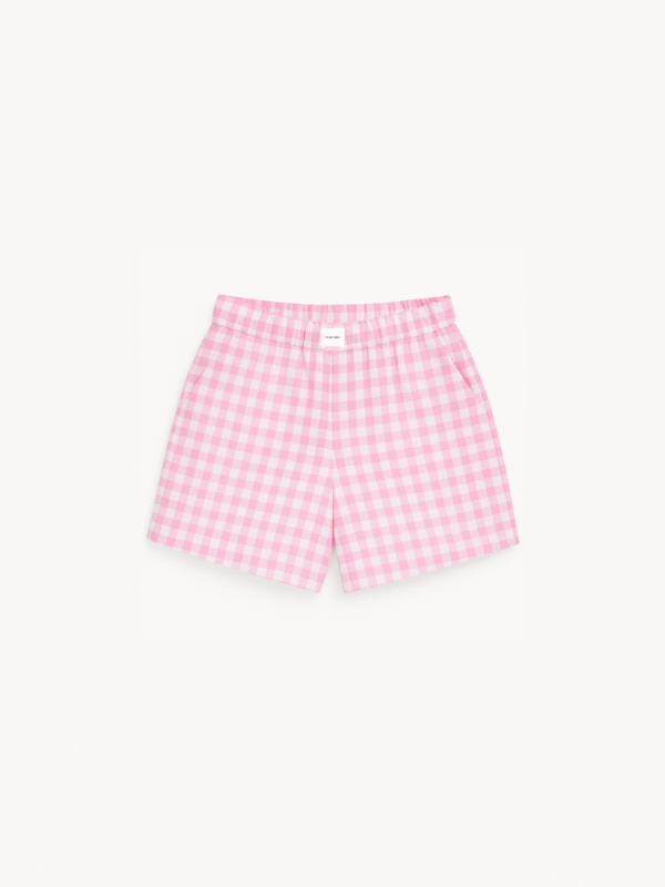 szorty o kroju bokserkowym w kratke różowe piapimo bawełna