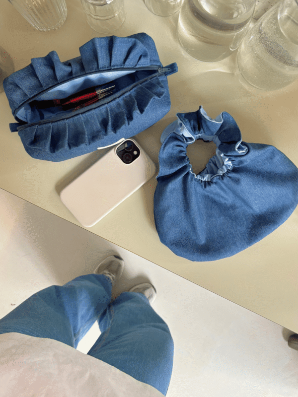 torebka mini piapimo z falbaną jeans denim