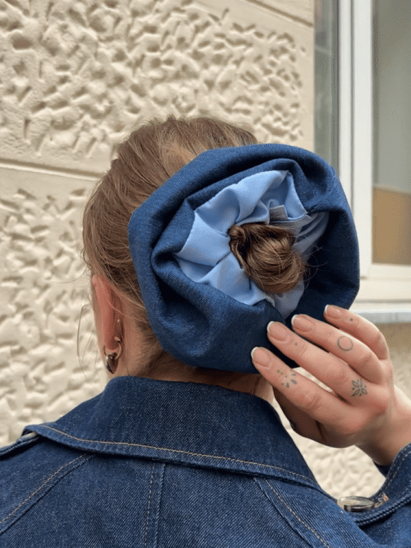 scrunchie duże piapimo jeansowe niebieskie