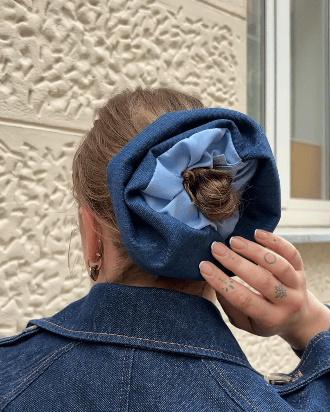 scrunchie duże piapimo jeansowe niebieskie