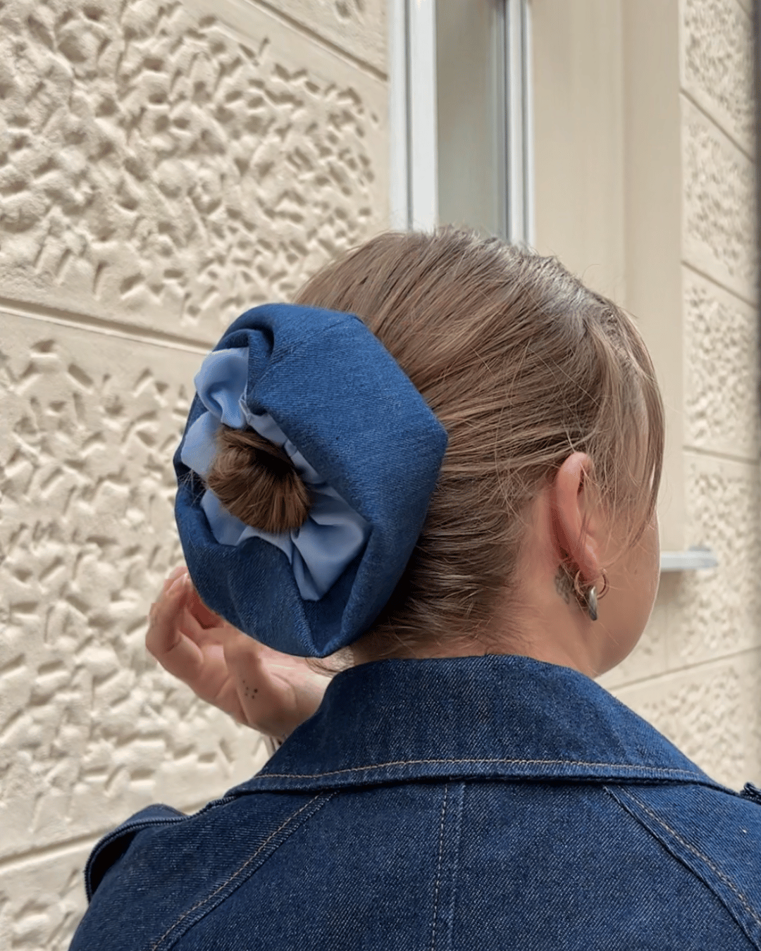scrunchie duże piapimo jeansowe niebieskie